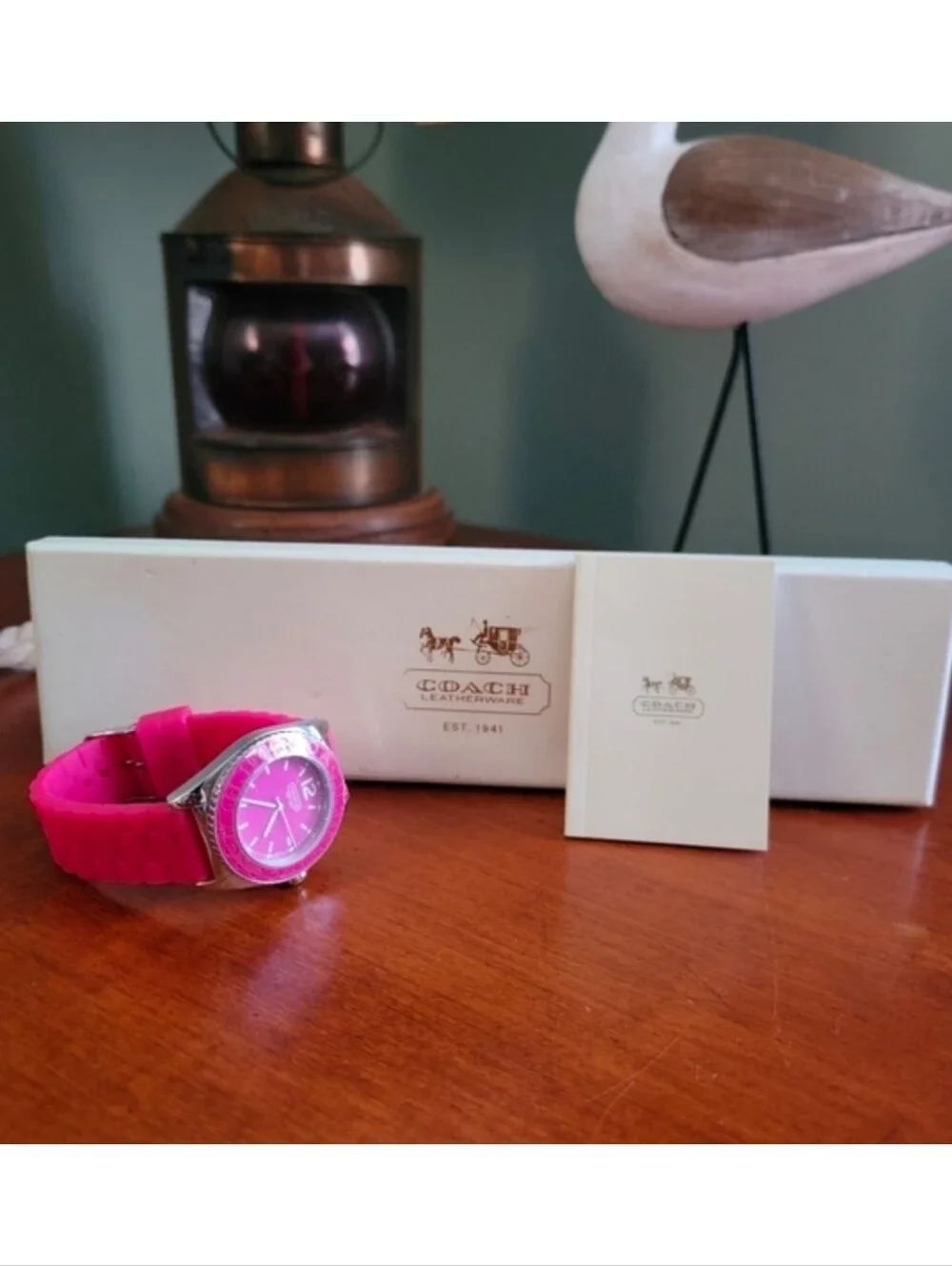 Coach Andee Pink Silicone Stainless Steel Quartz Watch NWOT Box Y2K